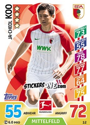 Sticker Ja-Cheol Koo - German Fussball Bundesliga 2017-2018. Match Attax - Topps