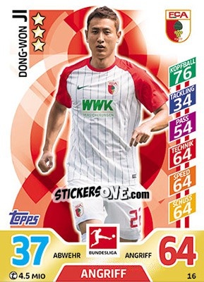 Sticker Dong-Won Ji - German Fussball Bundesliga 2017-2018. Match Attax - Topps