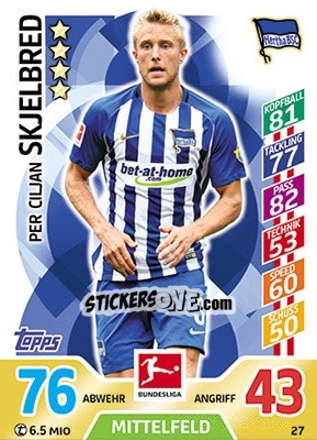 Sticker Per Ciljan Skjelbred - German Fussball Bundesliga 2017-2018. Match Attax - Topps