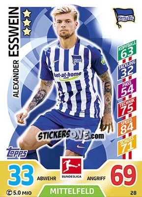 Cromo Alexander Esswein - German Fussball Bundesliga 2017-2018. Match Attax - Topps