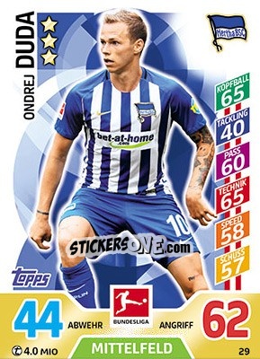 Sticker Ondrej Duda - German Fussball Bundesliga 2017-2018. Match Attax - Topps