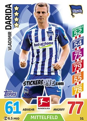 Figurina Vladimir Darida - German Fussball Bundesliga 2017-2018. Match Attax - Topps