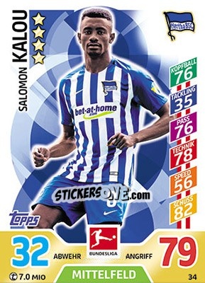 Sticker Salomon Kalou - German Fussball Bundesliga 2017-2018. Match Attax - Topps