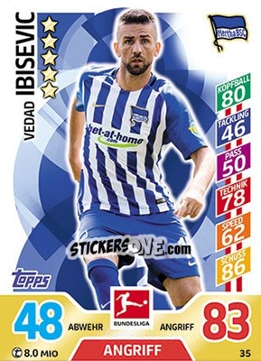 Sticker Vedad Ibisevic - German Fussball Bundesliga 2017-2018. Match Attax - Topps