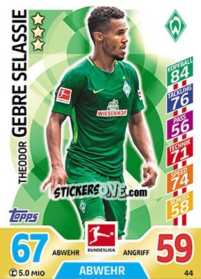 Sticker Theodor Gebre Selassie - German Fussball Bundesliga 2017-2018. Match Attax - Topps