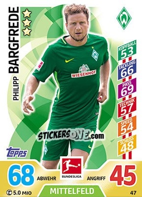 Sticker Philipp Bargfrede - German Fussball Bundesliga 2017-2018. Match Attax - Topps