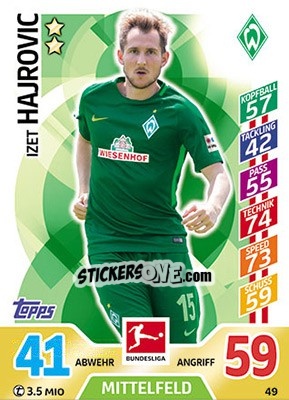 Sticker Izet Hajrovic - German Fussball Bundesliga 2017-2018. Match Attax - Topps