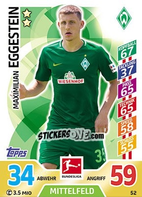 Figurina Maximilian Eggestein - German Fussball Bundesliga 2017-2018. Match Attax - Topps