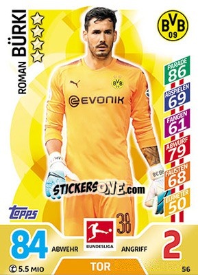 Sticker Roman Bürki - German Fussball Bundesliga 2017-2018. Match Attax - Topps