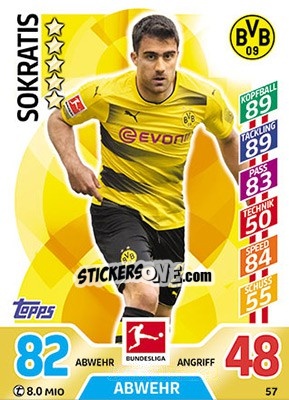 Sticker Sokratis Papastathopoulos - German Fussball Bundesliga 2017-2018. Match Attax - Topps