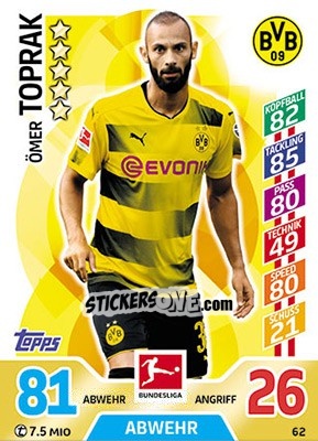 Figurina Ömer Toprak - German Fussball Bundesliga 2017-2018. Match Attax - Topps