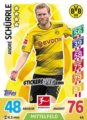 Sticker André Schürrle - German Fussball Bundesliga 2017-2018. Match Attax - Topps