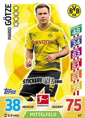 Sticker Mario Götze - German Fussball Bundesliga 2017-2018. Match Attax - Topps
