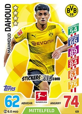 Sticker Mahmoud Dahoud - German Fussball Bundesliga 2017-2018. Match Attax - Topps