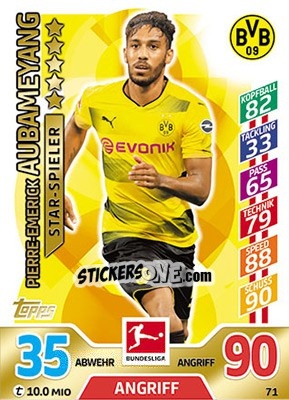 Figurina Pierre-Emerick Aubameyang - German Fussball Bundesliga 2017-2018. Match Attax - Topps