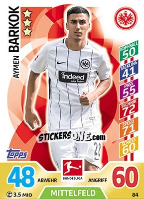 Sticker Aymen Barkok - German Fussball Bundesliga 2017-2018. Match Attax - Topps