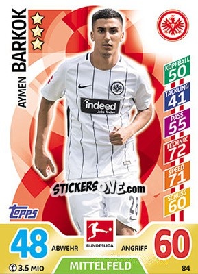 Cromo Aymen Barkok - German Fussball Bundesliga 2017-2018. Match Attax - Topps