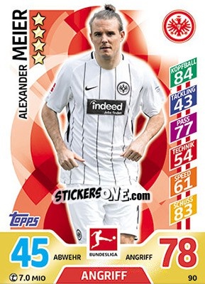 Sticker Alexander Meier - German Fussball Bundesliga 2017-2018. Match Attax - Topps