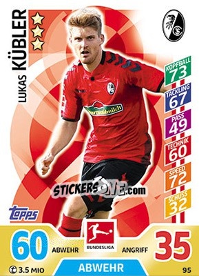 Sticker Lukas Kübler - German Fussball Bundesliga 2017-2018. Match Attax - Topps