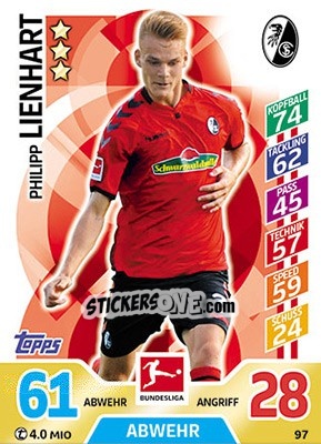 Sticker Philipp Lienhart - German Fussball Bundesliga 2017-2018. Match Attax - Topps