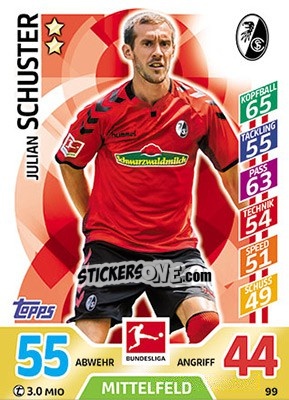 Sticker Julian Schuster - German Fussball Bundesliga 2017-2018. Match Attax - Topps
