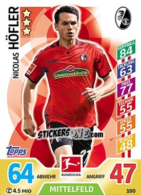 Sticker Nicolas Höfler - German Fussball Bundesliga 2017-2018. Match Attax - Topps