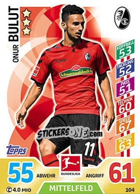 Sticker Onur Bulut - German Fussball Bundesliga 2017-2018. Match Attax - Topps