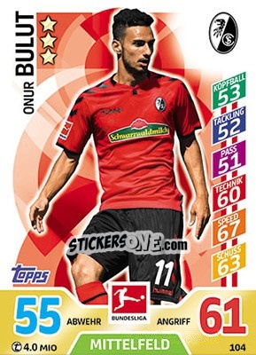 Cromo Onur Bulut - German Fussball Bundesliga 2017-2018. Match Attax - Topps