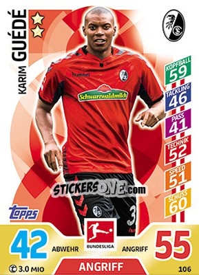 Sticker Karim Guédé - German Fussball Bundesliga 2017-2018. Match Attax - Topps