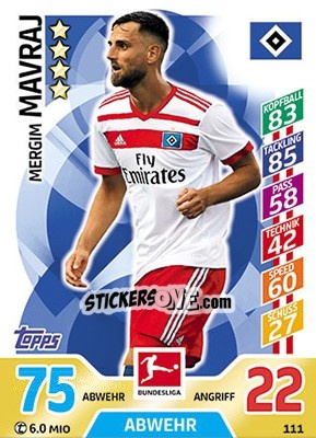 Figurina Mergim Mavraj - German Fussball Bundesliga 2017-2018. Match Attax - Topps