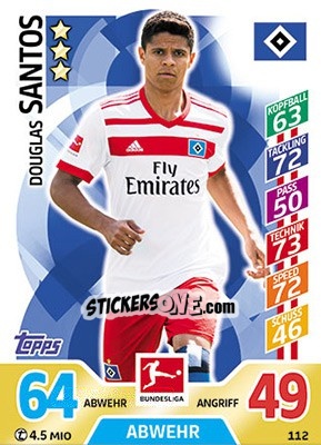 Sticker Douglas Santos - German Fussball Bundesliga 2017-2018. Match Attax - Topps