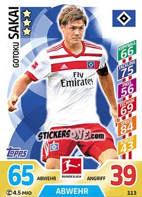 Sticker Gotoku Sakai - German Fussball Bundesliga 2017-2018. Match Attax - Topps