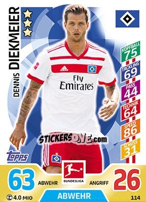 Figurina Dennis Diekmeier - German Fussball Bundesliga 2017-2018. Match Attax - Topps