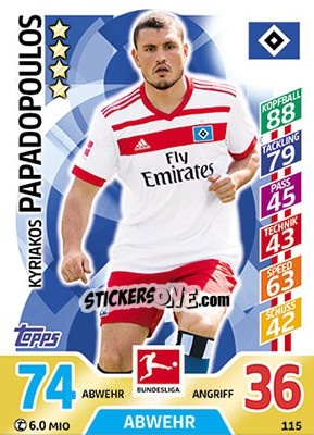 Figurina Kyriakos Papadopoulos - German Fussball Bundesliga 2017-2018. Match Attax - Topps