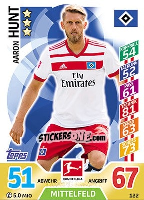 Sticker Aaron Hunt - German Fussball Bundesliga 2017-2018. Match Attax - Topps