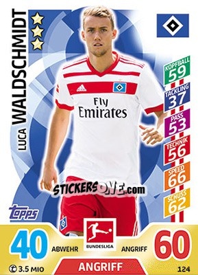 Sticker Luca Waldschmidt - German Fussball Bundesliga 2017-2018. Match Attax - Topps