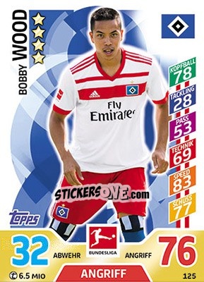 Cromo Bobby Wood - German Fussball Bundesliga 2017-2018. Match Attax - Topps