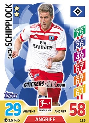 Sticker Sven Schipplock - German Fussball Bundesliga 2017-2018. Match Attax - Topps