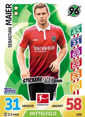 Figurina Sebastian Maier - German Fussball Bundesliga 2017-2018. Match Attax - Topps