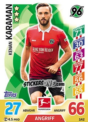Sticker Kenan Karaman - German Fussball Bundesliga 2017-2018. Match Attax - Topps