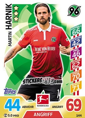 Sticker Martin Harnik - German Fussball Bundesliga 2017-2018. Match Attax - Topps