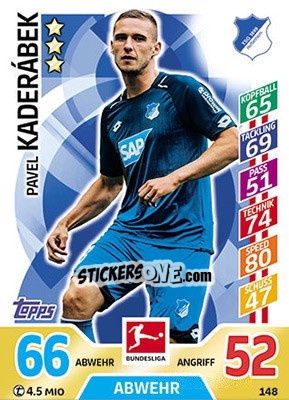 Cromo Pavel Kaderábek - German Fussball Bundesliga 2017-2018. Match Attax - Topps