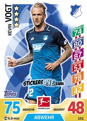 Figurina Kevin Vogt - German Fussball Bundesliga 2017-2018. Match Attax - Topps