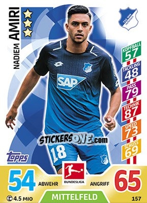Sticker Nadiem Amiri - German Fussball Bundesliga 2017-2018. Match Attax - Topps