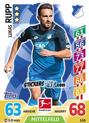 Sticker Lukas Rupp - German Fussball Bundesliga 2017-2018. Match Attax - Topps