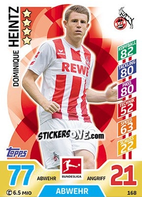 Sticker Dominique Heintz - German Fussball Bundesliga 2017-2018. Match Attax - Topps