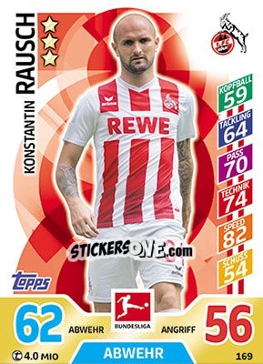 Sticker Konstantin Rausch - German Fussball Bundesliga 2017-2018. Match Attax - Topps