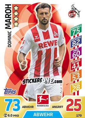 Figurina Dominic Maroh - German Fussball Bundesliga 2017-2018. Match Attax - Topps