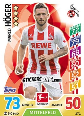 Figurina Marco Höger - German Fussball Bundesliga 2017-2018. Match Attax - Topps