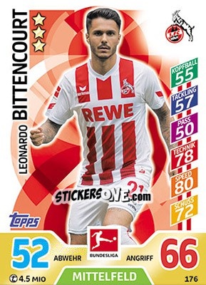 Sticker Leonardo Bittencourt - German Fussball Bundesliga 2017-2018. Match Attax - Topps